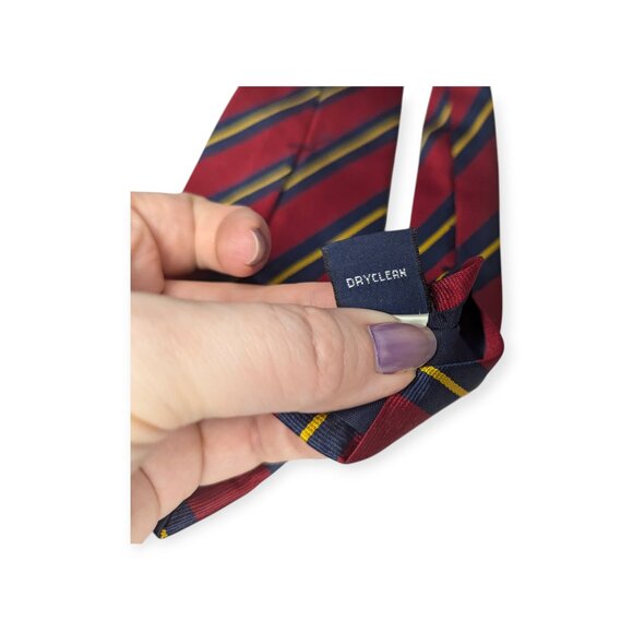 Land's End Red Diagonal Striped 100% Silk Tie - Picture 6 of 7